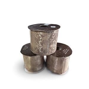 Lot of 3 NWT Decorative Ribbon Rolls (2.5" x 12  Beige/Gold)